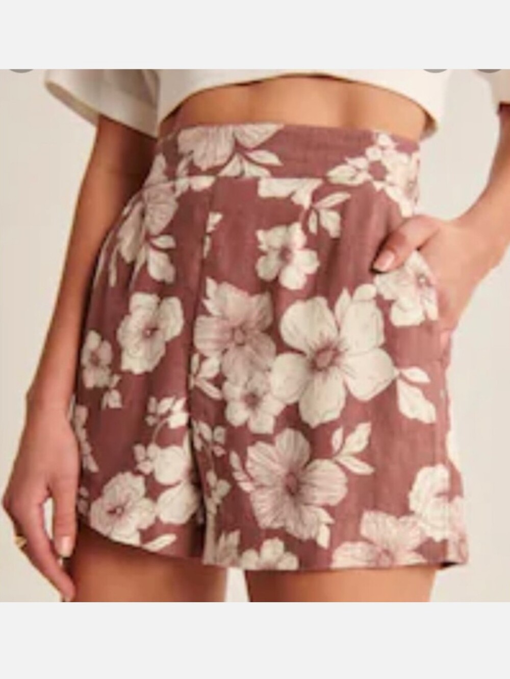 Abercrombie & Fitch Linen Blend Pull On Short Lined Floral Women's XS Resortwear